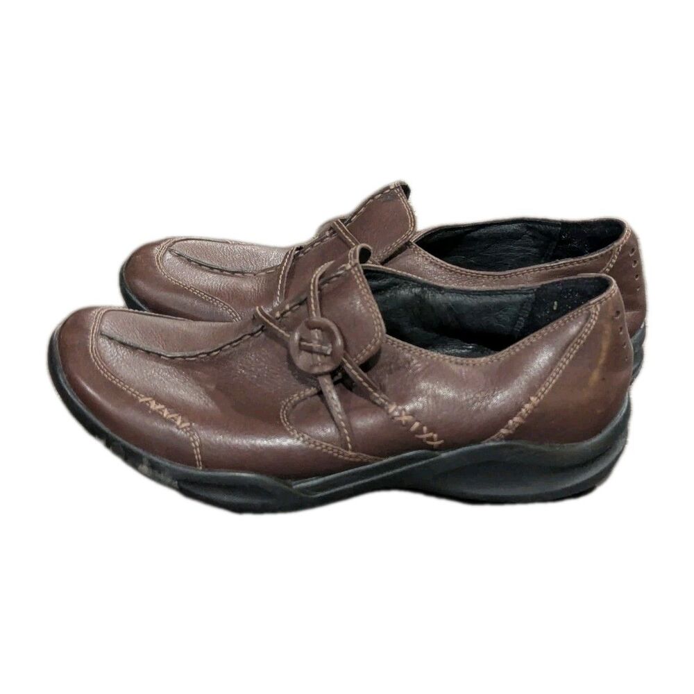 Clarks Brown Leather Wave Run Slip-On Loafers Women‎ Size 8.5